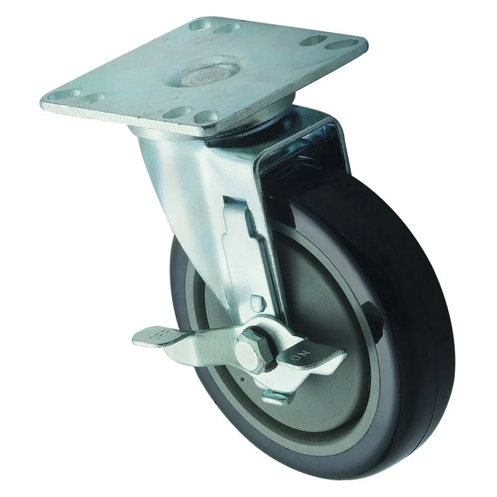 Winco CT-33B 5" Universal Plate Caster with Brake 2 Piece