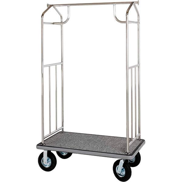 Hospitality 1 Source XDBCEC-6 Transporter Bellman's Cart — Chrome 6" pneumatic wheels