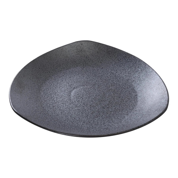 Yanco DB-210 Diamond Black 10.5" Triangular Plate in Black Porcelain with Matte Glaze - Pack of 12