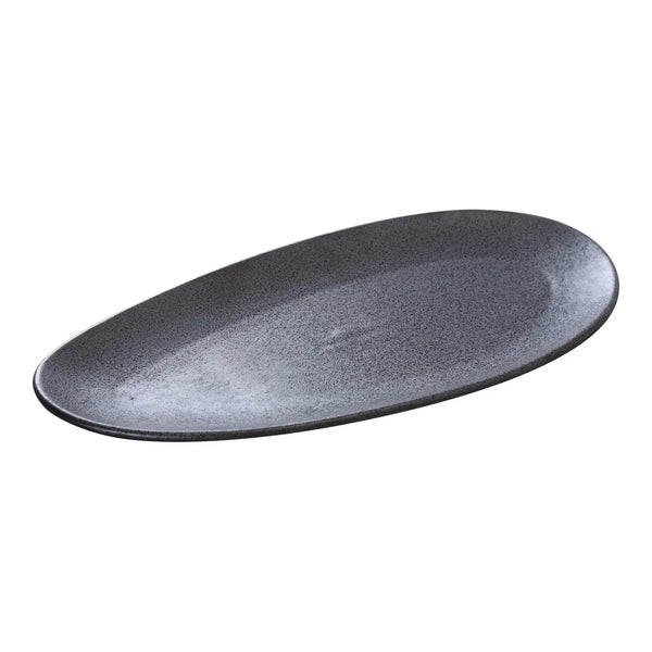 Yanco DB-310 Diamond Black 10" Leaf Shape Plate in Black Porcelain with Matte Glaze - Pack of 24