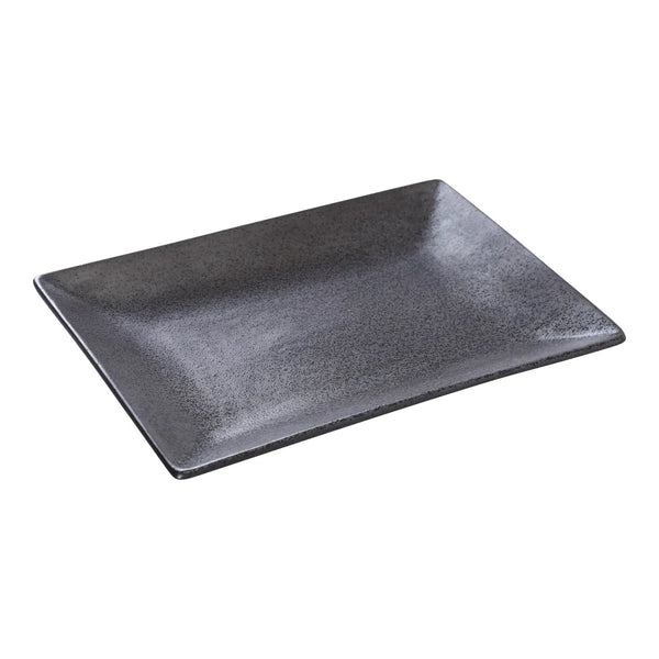 Yanco DB-410 Diamond Black 10" Rectangular Plate in Black Porcelain with Matte Glaze - Pack of 24