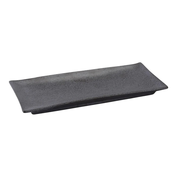 Yanco DB-411 Diamond Black 10.5" Rectangular Plate in Black Porcelain with Matte Glaze - Pack of 24