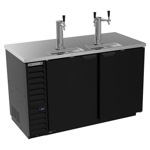 Beverage-Air DD58HC-1-B 1 Single and 1 Double Tap Kegerator Beer Dispenser - Black, (3) 1/2 Keg Capacity