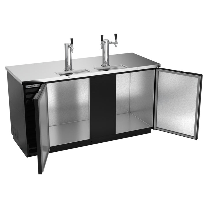 Beverage-Air DD68HC-1-B 1 Single and 1 Double Tap Kegerator Beer Dispenser - Black, (3) 1/2 Keg Capacity