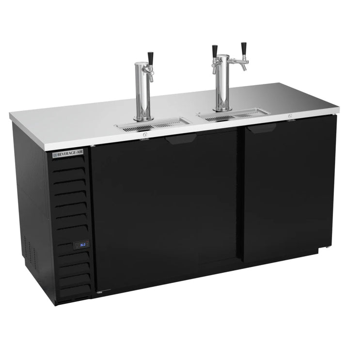 Beverage-Air DD68HC-1-B 1 Single and 1 Double Tap Kegerator Beer Dispenser - Black, (3) 1/2 Keg Capacity