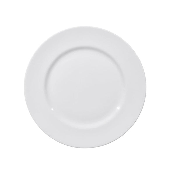 Furtino England Delta 25.5/10" White Porcelain Flat Plate, Pack of 6