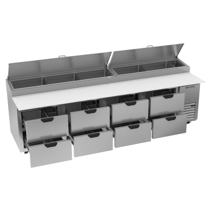 Beverage-Air DPD119HC-8 119" Refrigerated Pizza Prep Table with Eight Drawers