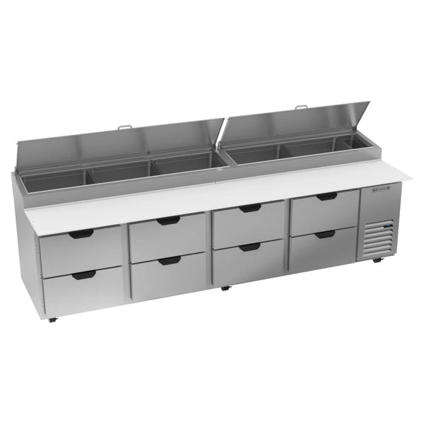 Beverage-Air DPD119HC-8 119" Refrigerated Pizza Prep Table with Eight Drawers