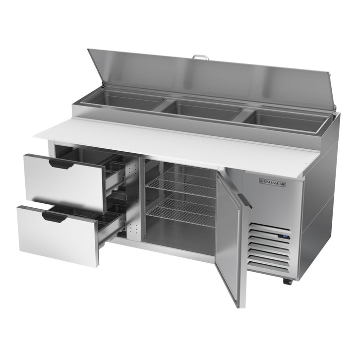 Beverage-Air DPD72HC-2 Hydrocarbon Series 72" 2 Drawer Pizza Prep Table 3