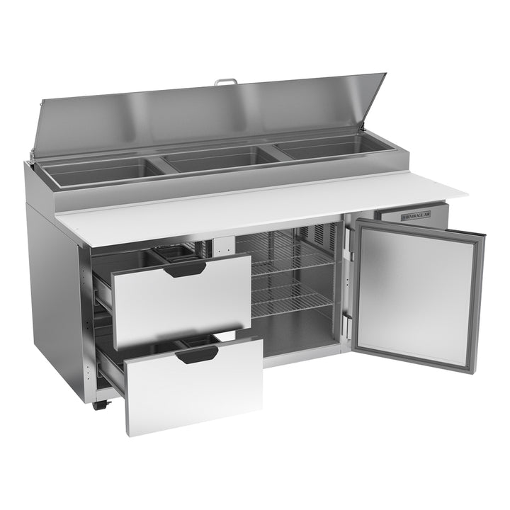 Beverage-Air DPD72HC-2 Hydrocarbon Series 72" 2 Drawer Pizza Prep Table 4