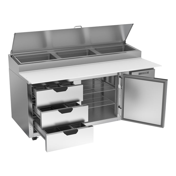 Beverage-Air DPD72HC-3 Hydrocarbon Series 72" 2 Drawer Pizza Prep Table 4