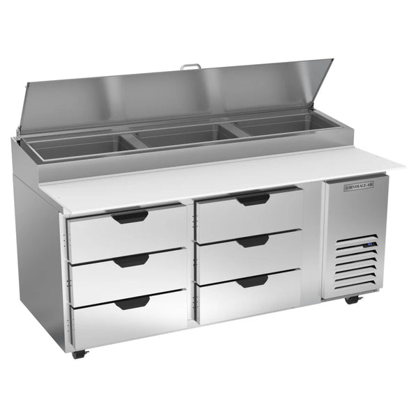 Beverage-Air DPD72HC-6 Hydrocarbon Series 72" 6 Drawer Pizza Prep Table