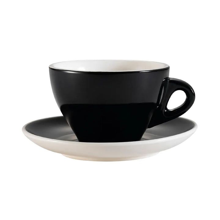 CAC China E-11-BLK Cup & Saucer Set Black 11 Oz [Cup I Saucer] 4 1/2 I 6 1/2" Set