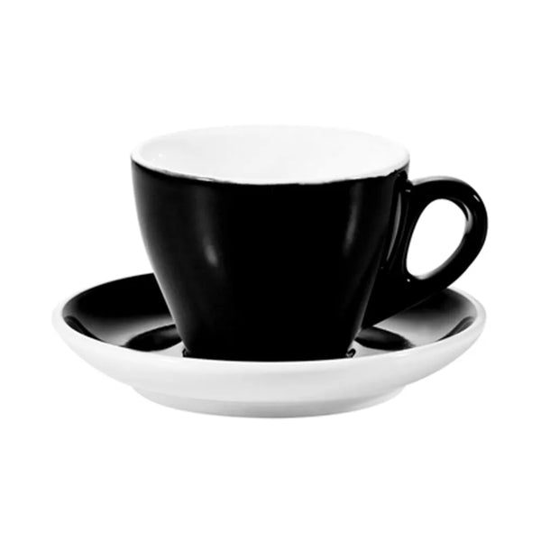 CAC China E-75-BLK Cup & Saucer Set Black 7.5oz [Cup I Saucer] 3 5/8 I 5 7/8" Set