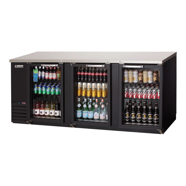 Everest Refrigeration EBB90G 89 1/4" Side Mount Glass Door Back Bar Cooler Refrigerator, 115 V, 1 Phase, 60 Hz