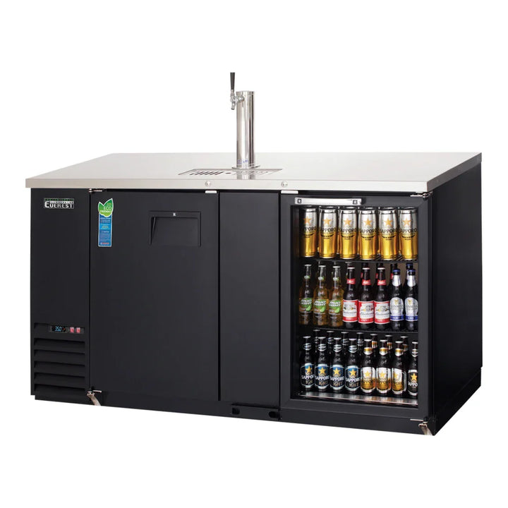 Everest Refrigeration EBD3-BBG-24 68" Side Mount Glass Door Back Bar & Direct Draw Keg Refrigerator, 115 V, 1 Phase, 60 Hz