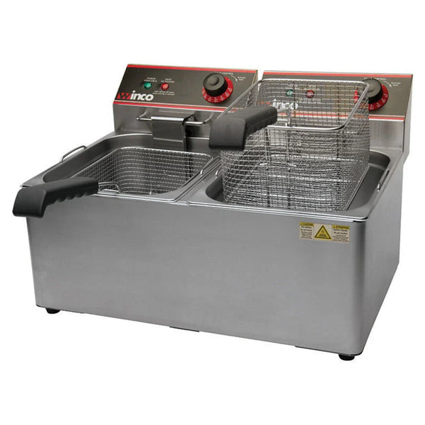 Winco EFT-32 Electric Twin Well Fryer, 32 Lbs Capacity, 120V