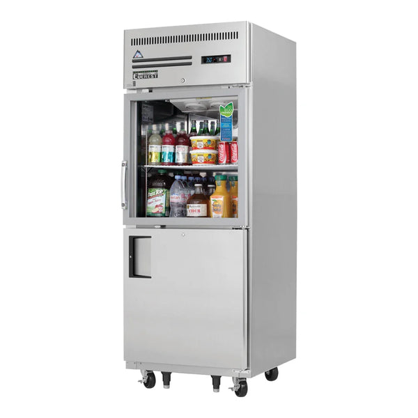 Everest Refrigeration EGSH2 29 1/4" Top Mount Upright Reach-In Refrigerator with One Solid and One Glass Half Door, 115 V, 1 Phase, 60 Hz