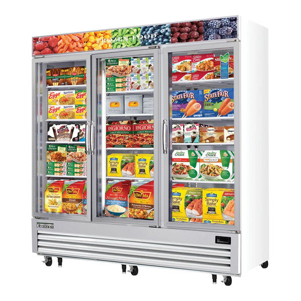 Everest Refrigeration EMGF69 74 3/4" Bottom Mount Glass Door Merchandising Freezer, 115 V, 1 Phase, 60 Hz