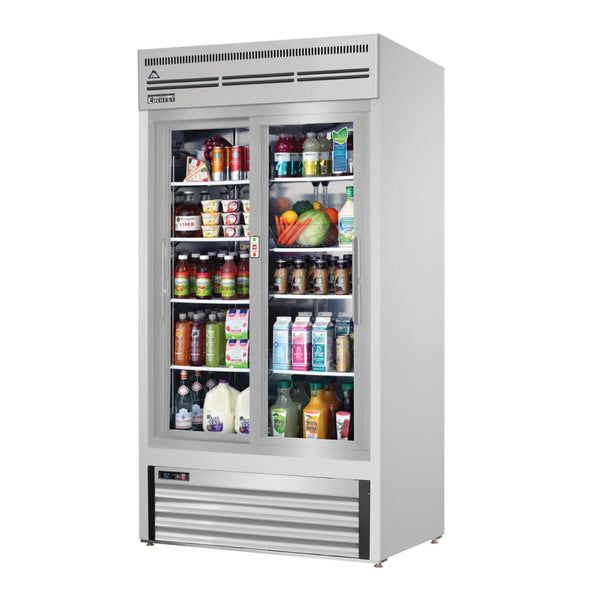 Everest Refrigeration EMGR33-SS 39 3/8" Bottom Mount Glass Door Refrigerated Merchandiser, 115 V, 1 Phase, 60 Hz