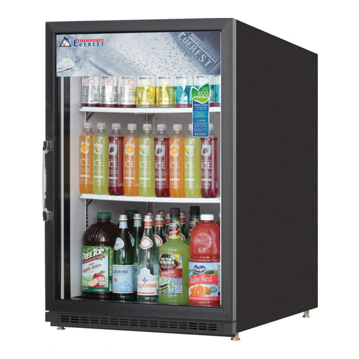 Everest Refrigeration EMGR5B 25" Bottom Mount Glass Door Refrigerated Merchandiser, 115 V, 1 Phase, 60 Hz