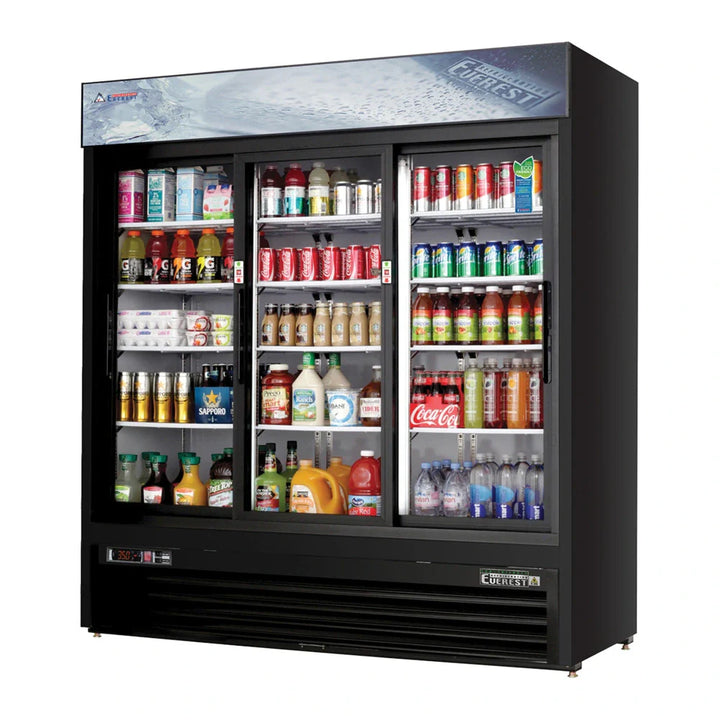 Everest Refrigeration 72 7/8" Bottom Mount Glass Door Refrigerated Merchandiser, 115 V, 1 Phase, 60 Hz