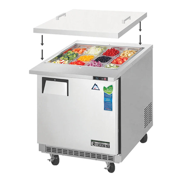 Everest Refrigeration EOTP1 27 3/4" Back Mount Open Top Prep. Refrigerators with Removable Top Cover, 115 V, 1 Phase, 60 Hz