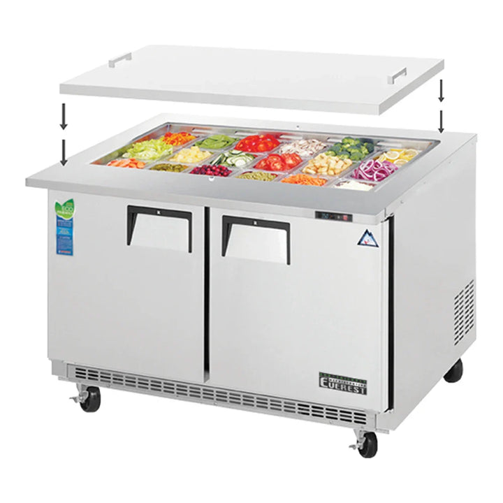 Everest Refrigeration EOTP2 47 1/2" Back Mount Open Top Prep. Refrigerators with Removable Top Cover, 115 V, 1 Phase, 60 Hz