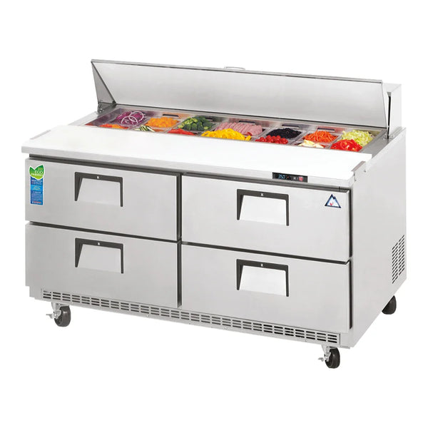 Everest Refrigeration EPBNR2-D4 47 1/2" Back Mount Drawered Sandwhich Prep. Table Refrigerator, 115 V, 1 Phase, 60 Hz