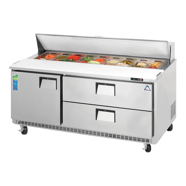 Everest Refrigeration EPBNR3-D2 71 1/8" Back Mount Drawered Sandwhich Prep. Table Refrigerator, 115 V, 1 Phase, 60 Hz