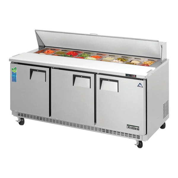 Everest Refrigeration EPBNR3 71 1/8" Back Mount Sandwich Prep. Table Refrigerator, 115 V, 1 Phase, 60 Hz