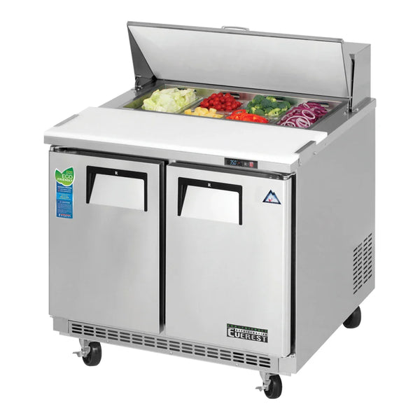 Everest Refrigeration EPBNSR2 35 5/8" Back Mount Sandwich Prep. Table Refrigerator, 115 V, 1 Phase, 60 Hz