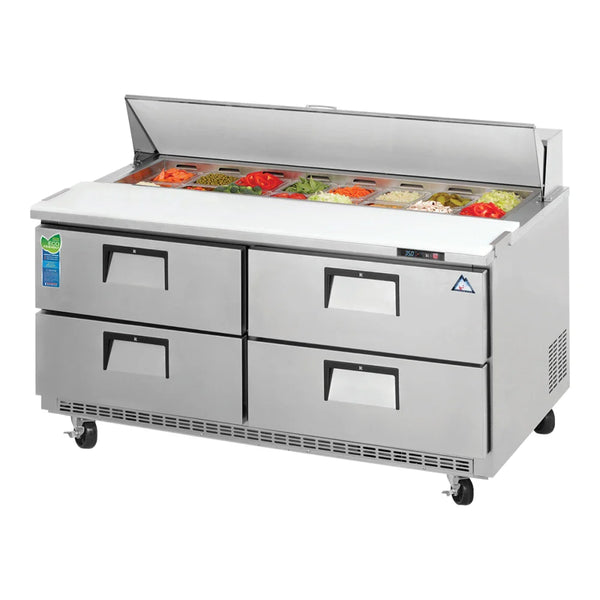 Everest Refrigeration EPBNWR2-D4 59 1/8" Back Mount Drawered Sandwhich Prep. Table Refrigerator, 115 V, 1 Phase, 60 Hz