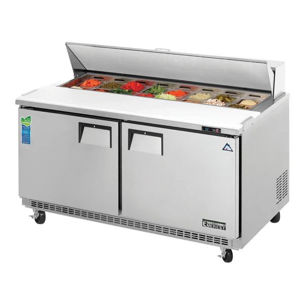 Everest Refrigeration EPBNWR2 59 1/8" Back Mount Sandwich Prep. Table Refrigerator, 115 V, 1 Phase, 60 Hz