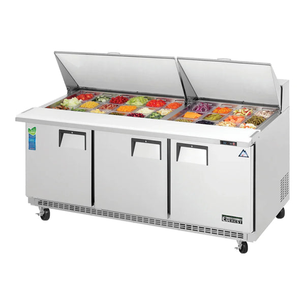 Everest Refrigeration EPBR3 71 1/8" Back Mount Mega-Top Sandwhich Prep. Table Refrigerator, 115 V, 1 Phase, 60 Hz