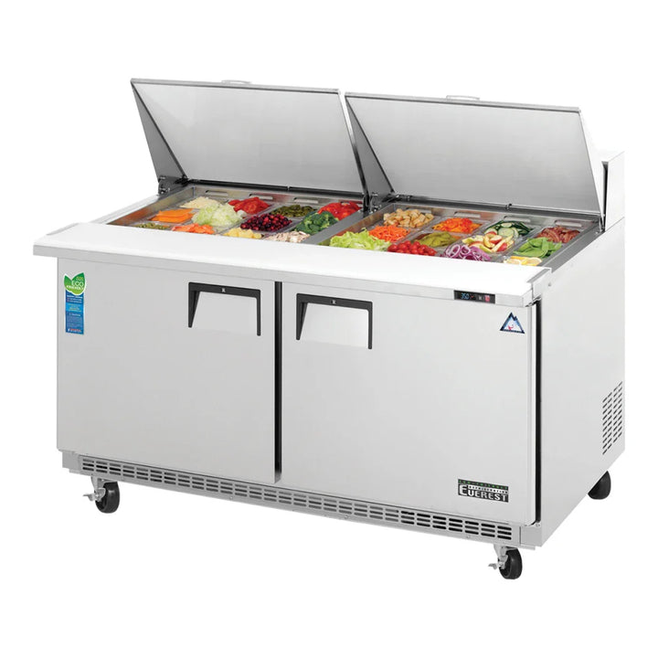 Everest Refrigeration EPBWR2 59 1/8" Back Mount Mega-Top Sandwhich Prep. Table Refrigerator, 115 V, 1 Phase, 60 Hz