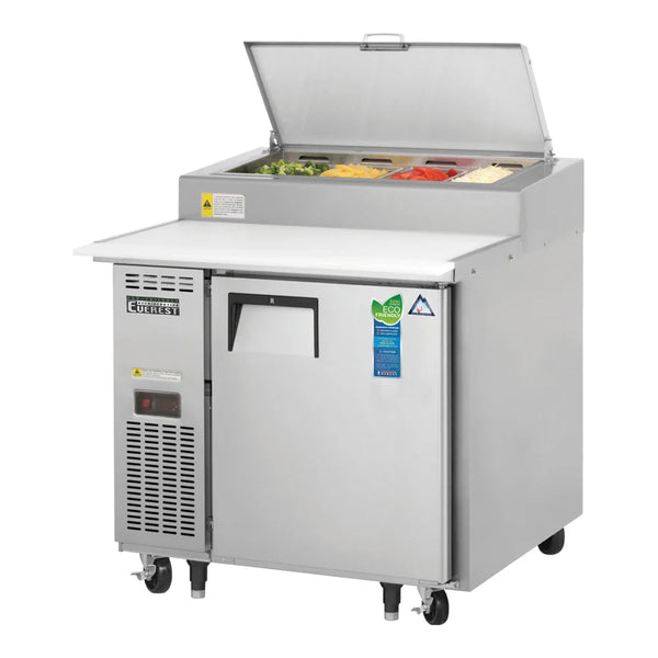 Everest Refrigeration EPPR1 35 5/8" Side Mount Pizza Prep. Table Refrigerator, 115 V, 1 Phase, 60 Hz