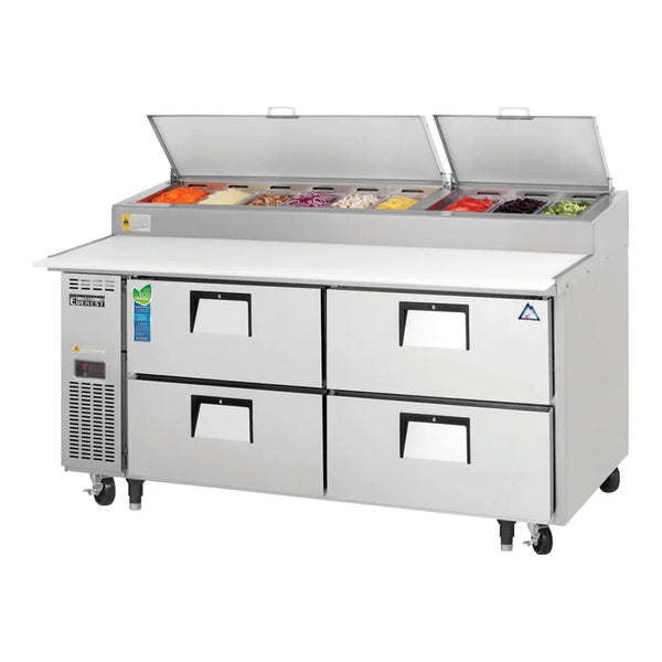 Everest Refrigeration EPPR2-D4 71" Side Mount Drawered Pizza Prep. Table Refrigerator, 115 V, 1 Phase, 60 Hz