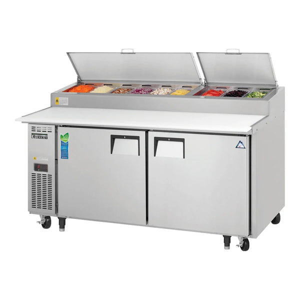 Everest Refrigeration EPPR2 71" Side Mount Pizza Prep. Table Refrigerators, 115 V, 1 Phase, 60 Hz