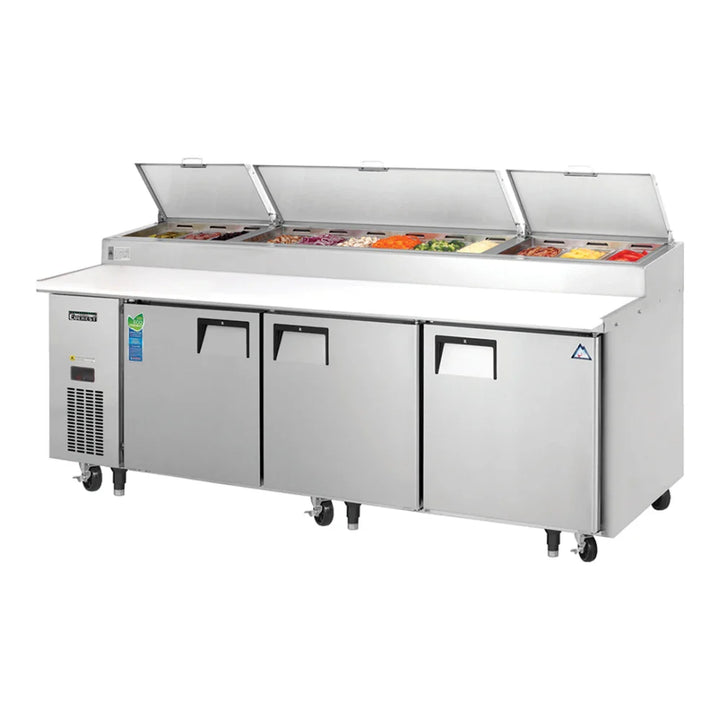 Everest Refrigeration EPPR3 93 1/8" Side Mount Pizza Prep. Table Refrigerator, 115 V, 1 Phase, 60 Hz