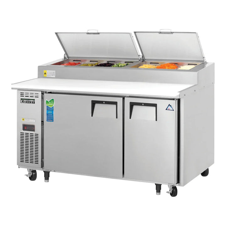 Everest Refrigeration EPPSR2 59 1/8" Side Mount Pizza Prep. Table Refrigerator, 115 V, 1 Phase, 60 Hz