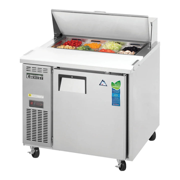 Everest Refrigeration EPR1 35 5/8" Side Mount Sandwich Prep. Table Refrigerator, 115 V, 1 Phase, 60 Hz