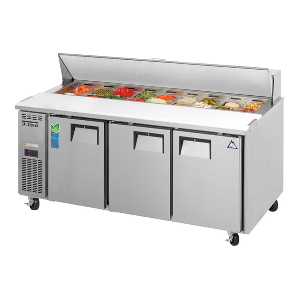 Everest Refrigeration EPR3 71 1/8" Side Mount Sandwich Prep. Table Refrigerator, 115 V, 1 Phase, 60 Hz