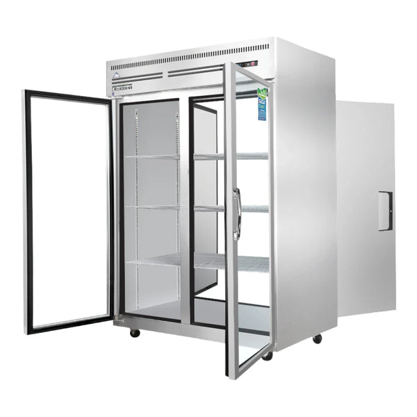 Everest Refrigeration ESPT-2G-2S 49 5/8" Top Mounted Pass-Through Reach-In Refrigerator with 2 Front Glass Door and 2 Rear Solid Door, 115 V, 1 Phase, 60 Hz