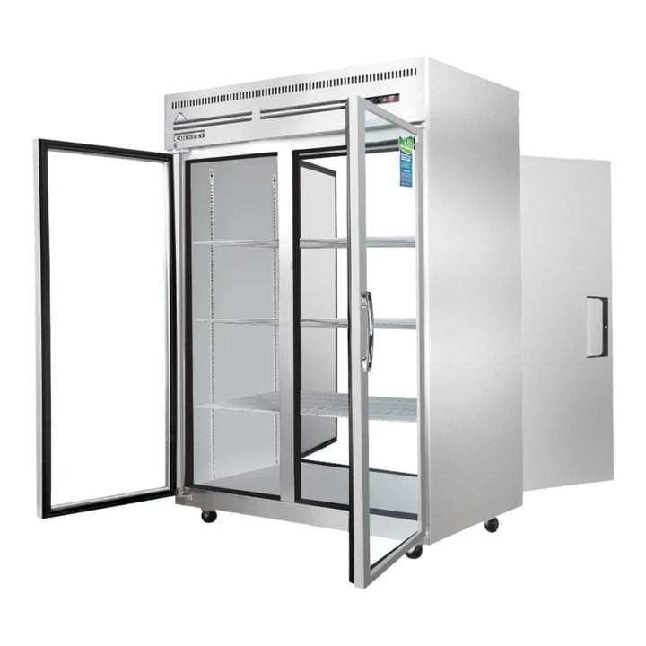 Everest Refrigeration ESPT-2G-2S 49 5/8" Top Mounted Pass-Through Reach-In Refrigerator with 2 Front Glass Door and 2 Rear Solid Door, 115 V, 1 Phase, 60 Hz