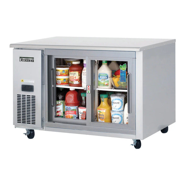 Everest Refrigeration ETGSR2 47 1/2" Side Mount Glass Door Undercounter Refrigerator, 115 V, 1 Phase, 60 Hz