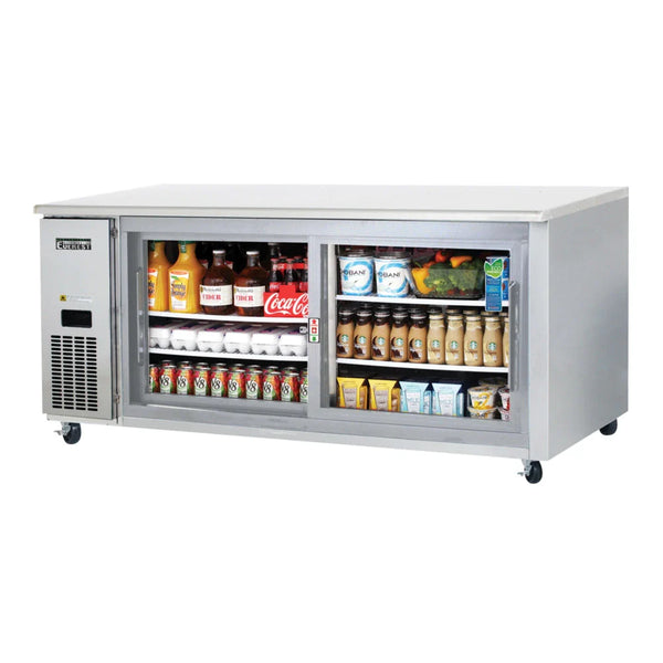 Everest Refrigeration ETGWR2 71 1/8" Side Mount Glass Door Undercounter Refrigerator, 115 V, 1 Phase, 60 Hz