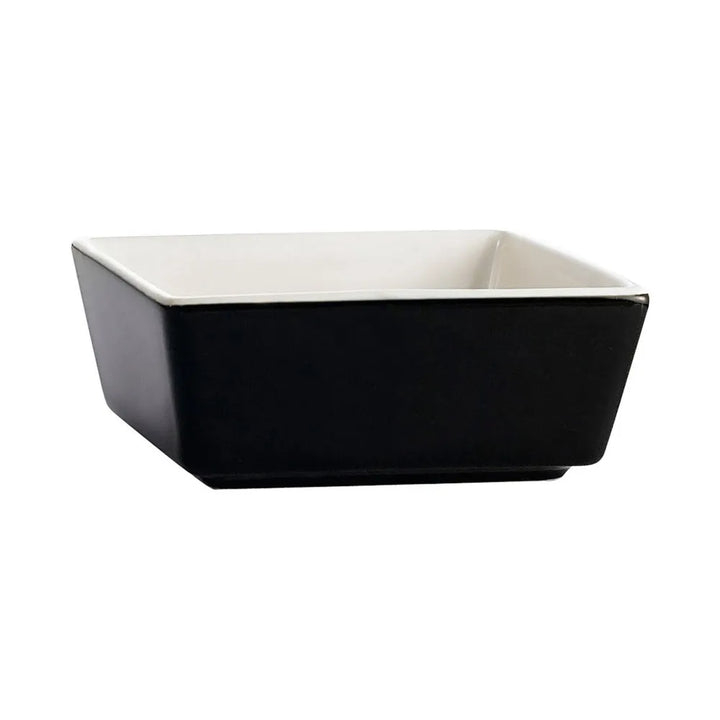 CAC China F-BW4-B/W Square Bowl Black/White 5oz 3 1/2" Case of 48 Pcs