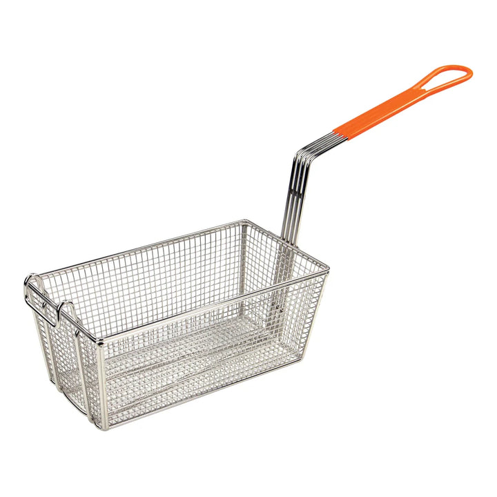 Winco FB-10 Fry Basket, 12-1/8" x 6-1/2" x 5-3/8", 10" Orange Handle