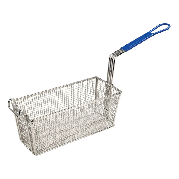 Winco FB-20 Fry Basket, 13-1/4" x 5-5/8" x 5-5/8", 10" Blue Handle